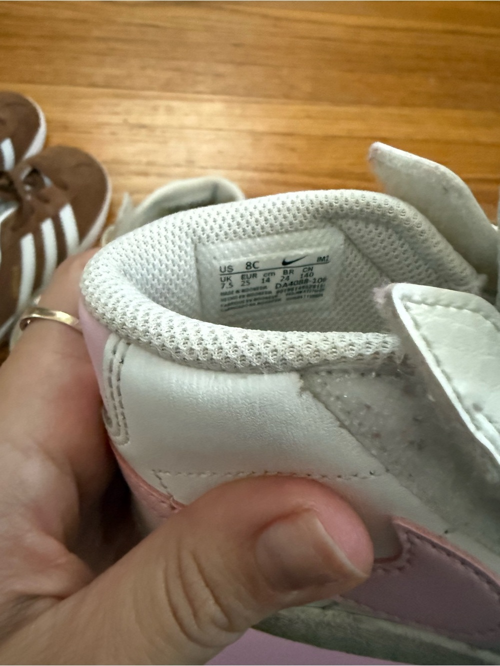 Nike Kids White Sneakers with Pink Swoosh - Picture 3 of 3